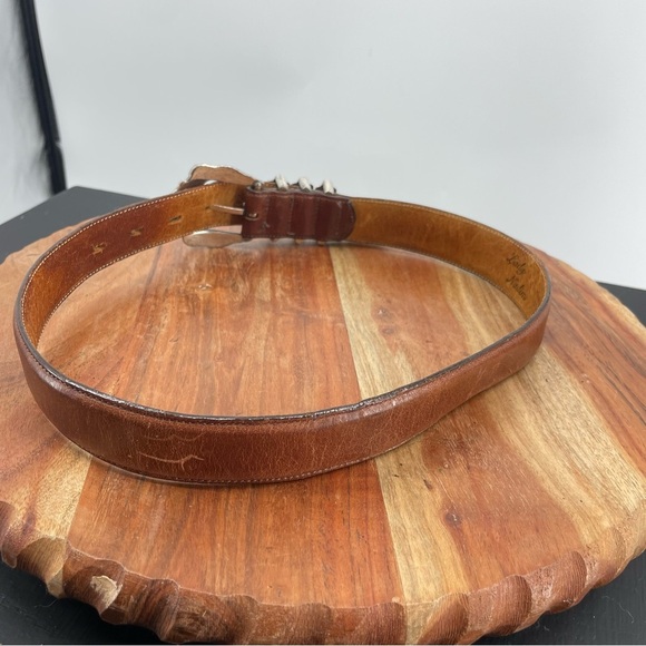 VGT Lady Nadim Belt Size XS/S Brown Leather Bows 24.5-28.5” silver tone buckle - Picture 4 of 6